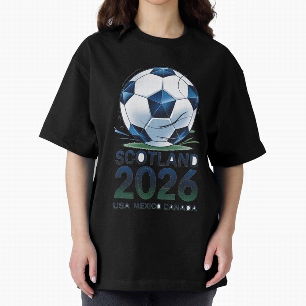 Scotland Soccer Football Design 2026 Oversized T-Shirt Show Your Love for FIFA World Cup 2026 USA Canada Mexico for Fans of Messi and Cristiano Ronaldo and England, Bringing Soccer Culture, Superstar Moments, National Team Dreams and Competitive