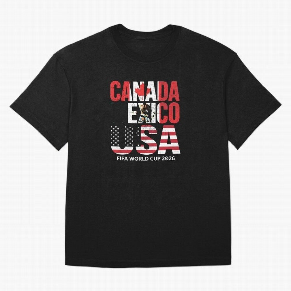 United 2026 World Cup - Canada, Mexico, USA Flags T-Shirt_83138002 Oversized T-Shirt Honor FIFA World Cup 2026 Group Stage for Fans of Messi, CR7 and Mbappe and Spain, Bringing Supporter Pride, Iconic Celebrations, Legendary Names and Global Match