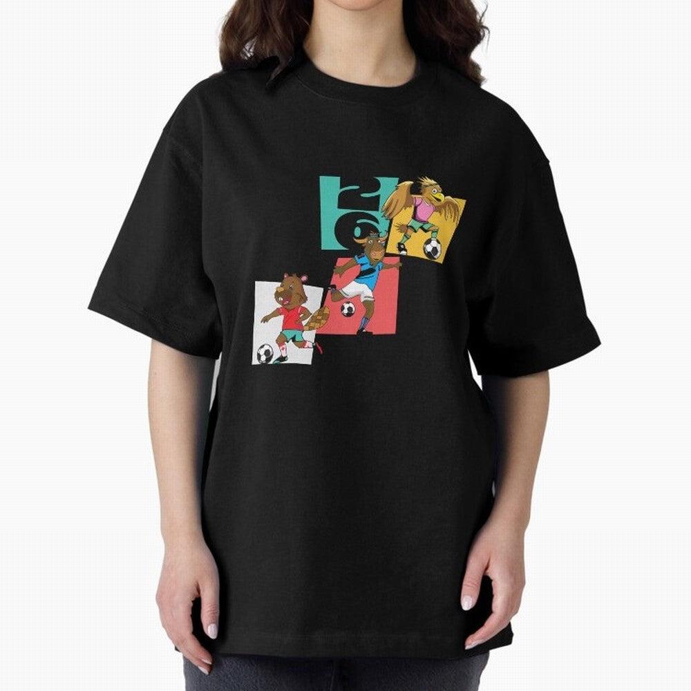 North America Mascots 2 T-Shirt_83568192 Oversized T-Shirt Make Game Day About FIFA World Cup 2026 Group Stage Driven by Messi, Argentina, France and Brazil Energy, Fan Favorite Moments, National Team Passion, Big Match Drama and Soccer History;