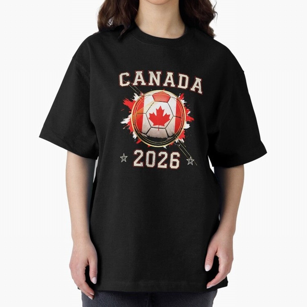 Front Print Canada Soccer World Cup 2026 - Canadian Fan Gift T-Shirt_84561562 Oversized T-Shirt Celebrate the Road through Global Football Passion for FIFA World Cup 2026 USA Canada Mexico, Filled with Mbappe and Neymar, Brazil, Champion Mindset,