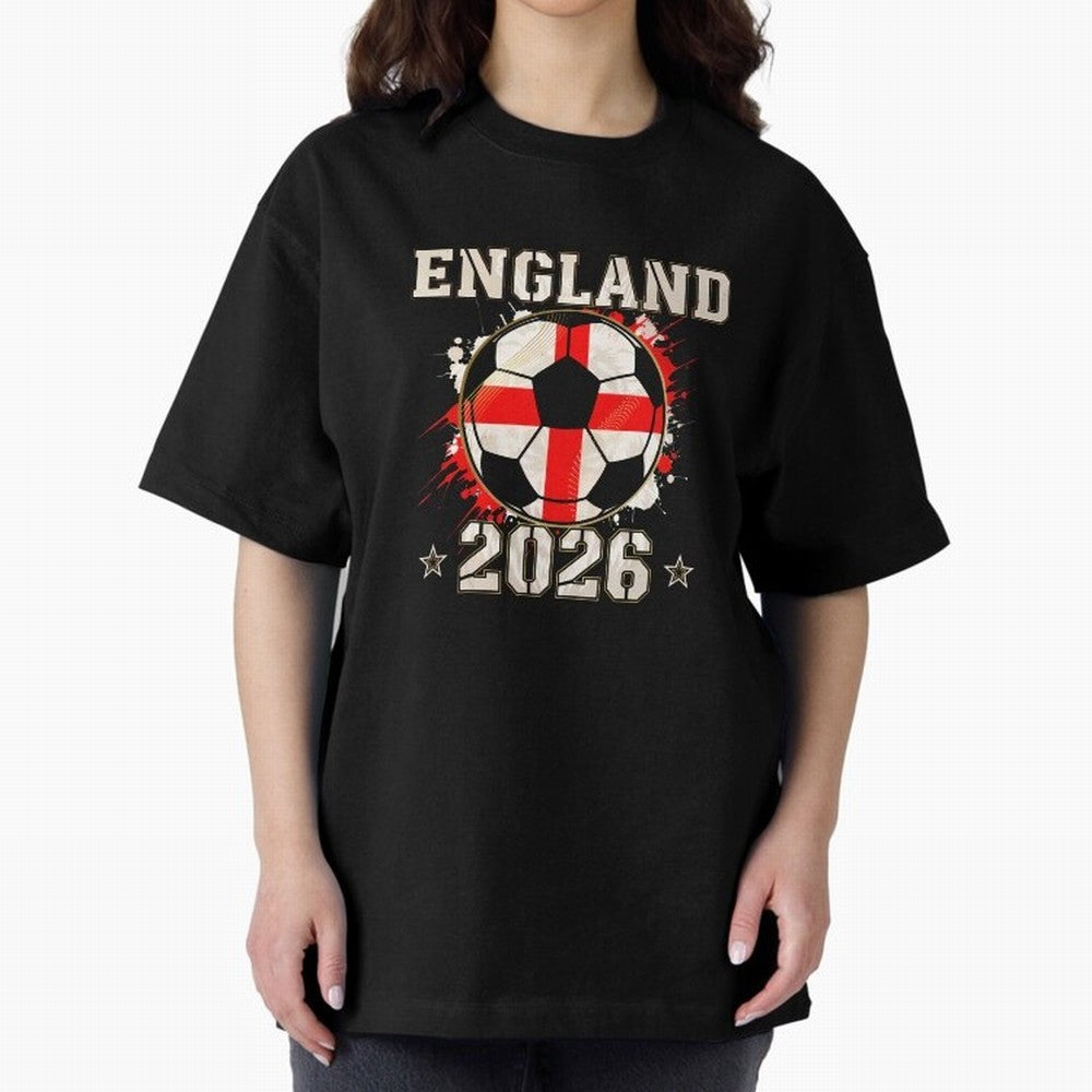 Front Print England Soccer World Cup 2026 - English Fan Gift T-Shirt_84562392 Oversized T-Shirt Refresh FIFA World Cup 2026 Group Stage Featuring CR7 and Messi, France Energy, Classic Soccer Heritage, Championship Pressure, Fan Loyalty and