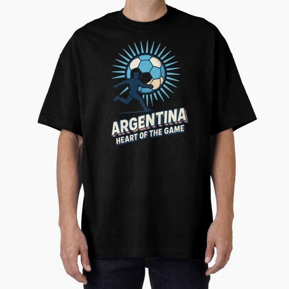 Argentina Heart of the Game ¨C Retro Soccer Fan Design Oversized T-Shirt Celebrate Every Goal in FIFA World Cup 2026 Built around Cristiano Ronaldo, England, France and Netherlands Energy, Fan Favorite Moments, National Team Passion, Big Match