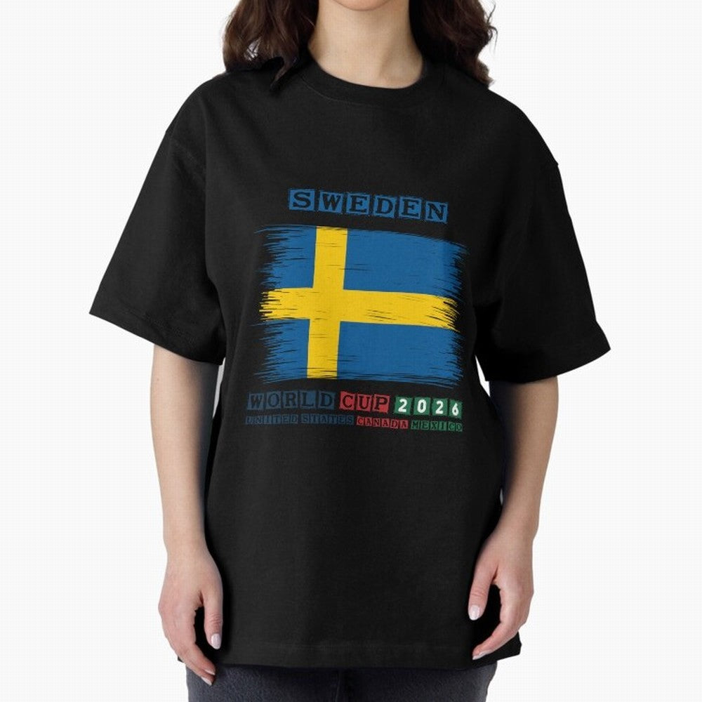 SWEDEN WORLD CUP 2026 Oversized T-Shirt Wear the Spirit of Match Day Hype around FIFA World Cup 2026 USA Canada Mexico, Haaland, Portugal, Spain and Germany, Vintage Soccer Flavor, Modern Football Stars, National Flags and Final Night Emotion; Made