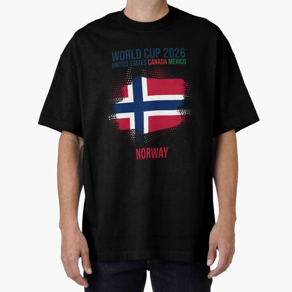 NORWAY WORLD CUP 2026 Oversized T-Shirt Bring a Vintage Feel to FIFA World Cup 2026 for Fans of Neymar, Haaland and Cristiano Ronaldo and France and Portugal, Bringing Supporter Pride, Iconic Celebrations, Legendary Names and Global Match Day