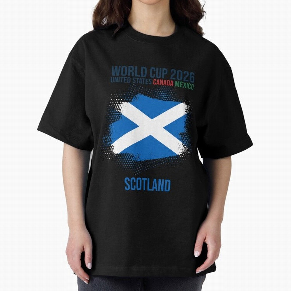 SCOTLAND WORLD CUP 2026 Oversized T-Shirt Honor Football Greatness during Global Football Passion for FIFA World Cup 2026, Highlighting Cristiano Ronaldo, Haaland and CR7, England, Champion Mindset, Group Stage Buzz, Knockout Tension and Passionate