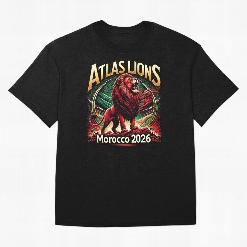 Morocco Football - World Cup 2026 Oversized T-Shirt Celebrate the Biggest Stage of FIFA World Cup 2026 USA Canada Mexico for Fans of CR7 and Messi and England, Bringing Championship Spirit, Famous Goals, Roaring Crowds and International Football