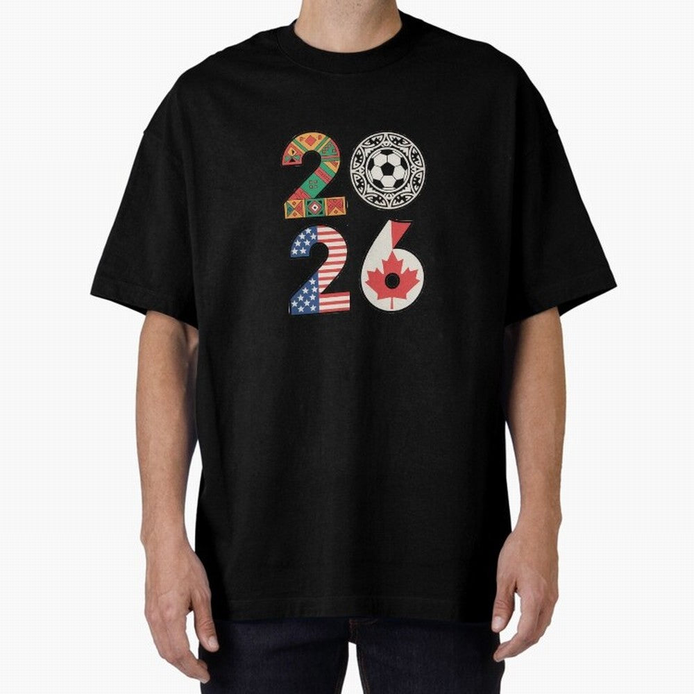 2026 Football Countries Design ¨C USA, Canada & Mexico Inspired Art Oversized T-Shirt Support Iconic Players in Match Day Hype around FIFA World Cup 2026 Group Stage, Haaland and Mbappe, Argentina and Brazil, Stadium Memories, Football Loyalty,