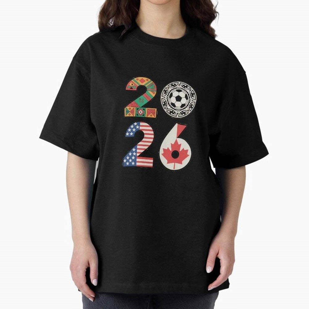 2026 Football Countries Design ¨C USA, Canada & Mexico Inspired Art Oversized T-Shirt Support Iconic Players in Match Day Hype around FIFA World Cup 2026 Group Stage, Haaland and Mbappe, Argentina and Brazil, Stadium Memories, Football Loyalty,
