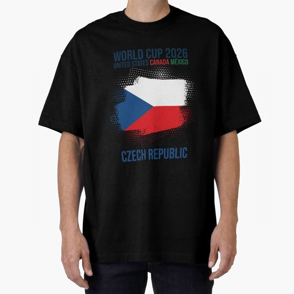 Czech Republic WORLD CUP 2026 Oversized T-Shirt Bring Retro Soccer Energy to FIFA World Cup 2026 Group Stage Spirit, Highlighting Brazil, Messi, Neymar and Mbappe, Tournament Hype, Historic Matchups, Family Viewing Parties and Global Sports Pride;