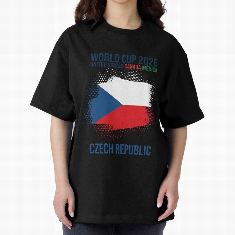Czech Republic WORLD CUP 2026 Oversized T-Shirt Bring Retro Soccer Energy to FIFA World Cup 2026 Group Stage Spirit, Highlighting Brazil, Messi, Neymar and Mbappe, Tournament Hype, Historic Matchups, Family Viewing Parties and Global Sports Pride;