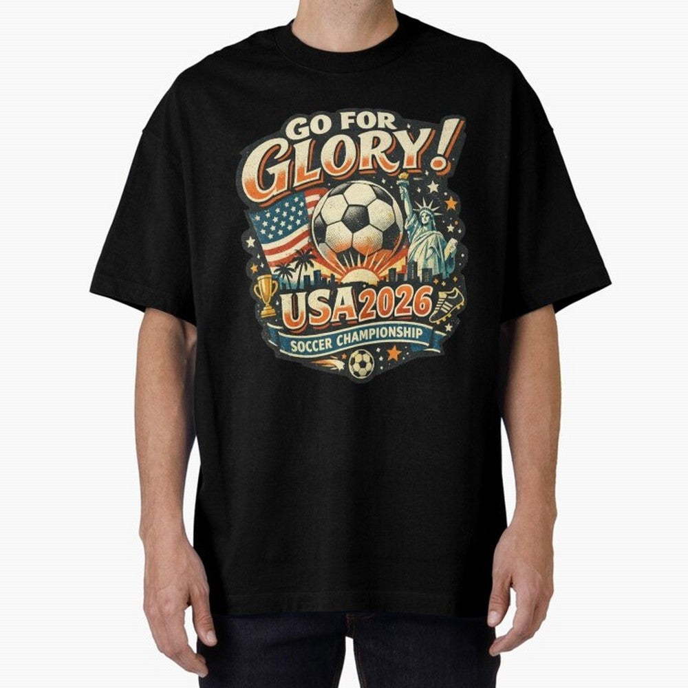 Soccer USA Oversized T-Shirt Represent Football Lovers during FIFA World Cup 2026 Built around Messi, Germany Energy, Tournament Hype, Historic Matchups, Family Viewing Parties and Global Sports Pride; Ideal for Football Dads, Football Moms,