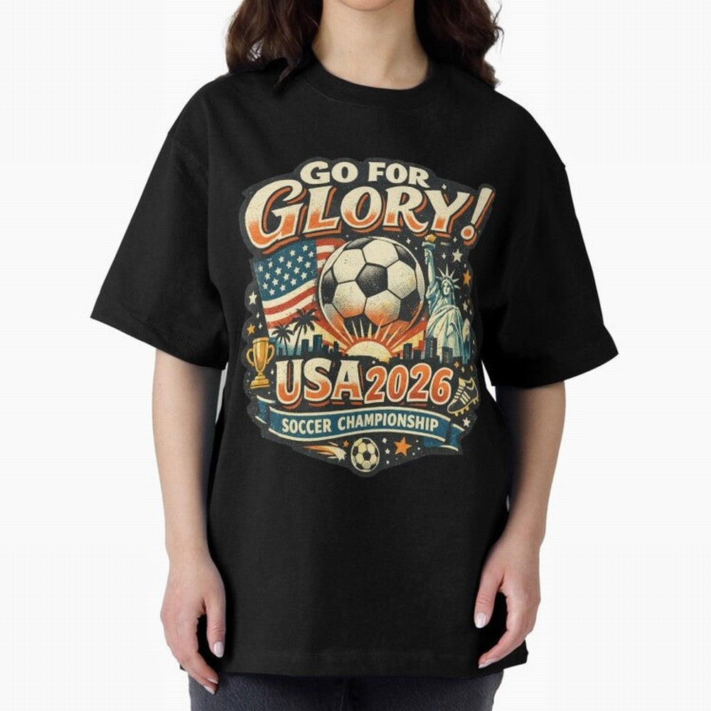 Soccer USA Oversized T-Shirt Represent Football Lovers during FIFA World Cup 2026 Built around Messi, Germany Energy, Tournament Hype, Historic Matchups, Family Viewing Parties and Global Sports Pride; Ideal for Football Dads, Football Moms,