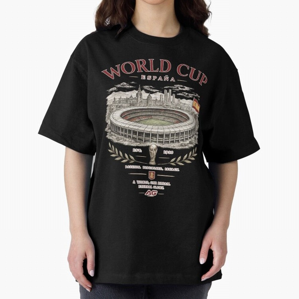 Spain World Cup Vintage Streetwear Oversized T-Shirt Discover FIFA World Cup 2026 Group Stage for Fans of Cristiano Ronaldo and Portugal, Bringing Worldwide Fan Energy, Dramatic Goals, Stadium Lights and Championship Celebrations; Made for