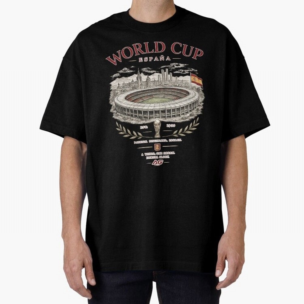 Spain World Cup Vintage Streetwear Oversized T-Shirt Discover FIFA World Cup 2026 Group Stage for Fans of Cristiano Ronaldo and Portugal, Bringing Worldwide Fan Energy, Dramatic Goals, Stadium Lights and Championship Celebrations; Made for