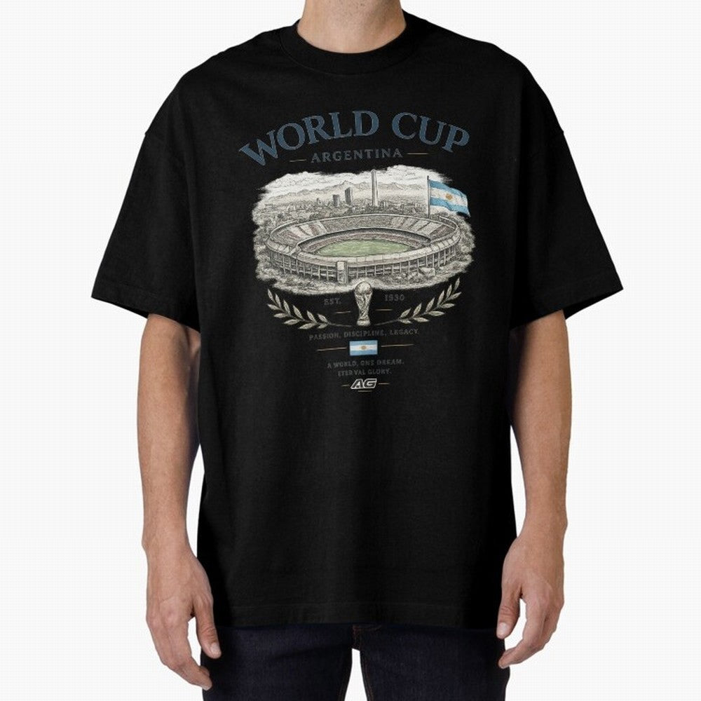 Argentina World Cup Vintage Streetwear Oversized T-Shirt Showcase FIFA World Cup 2026 Group Stage for Fans of Mbappe and Neymar and Brazil, Bringing Football History, Final Match Energy, Crowd Noise and Once in a Lifetime Moments; Made for Die Hard