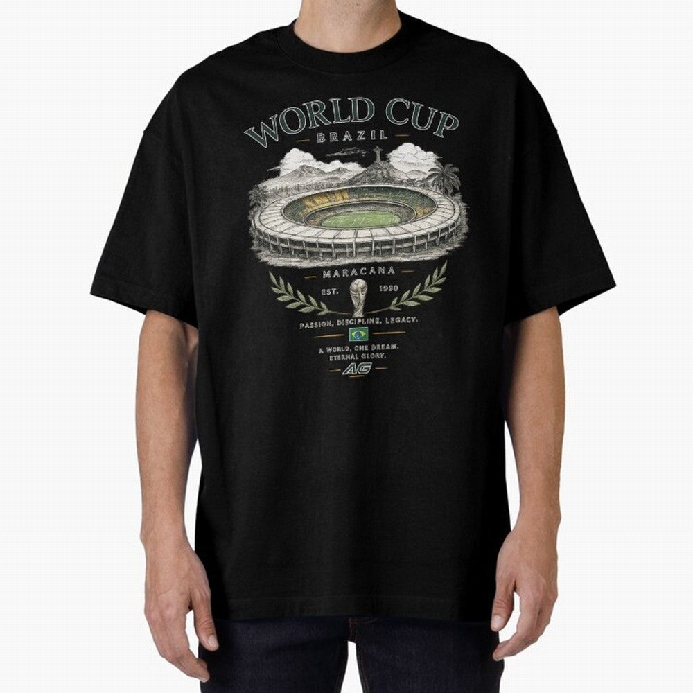 Brazil World Cup Maracana Streetwear Oversized T-Shirt Show Your Love for Global Football Passion for FIFA World Cup 2026 Group Stage, Made for Cristiano Ronaldo, France and Portugal, Soccer Culture, Superstar Moments, National Team Dreams and