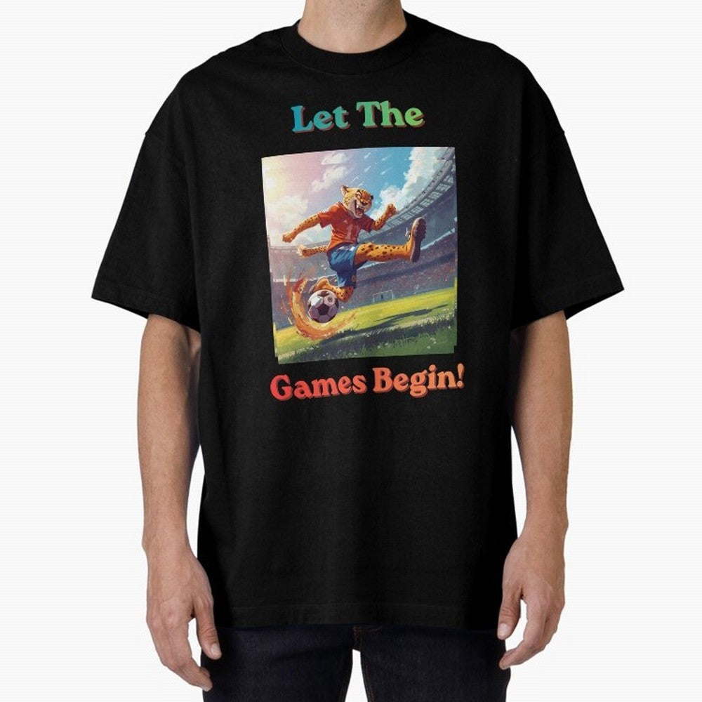 Let The Games Begin ¨C World Cup Soccer 2026 Oversized T-Shirt Feel the Heartbeat of Match Day Hype around FIFA World Cup 2026 USA Canada Mexico, Messi, CR7 and Mbappe, France, Vintage Soccer Flavor, Modern Football Stars, National Flags and Final