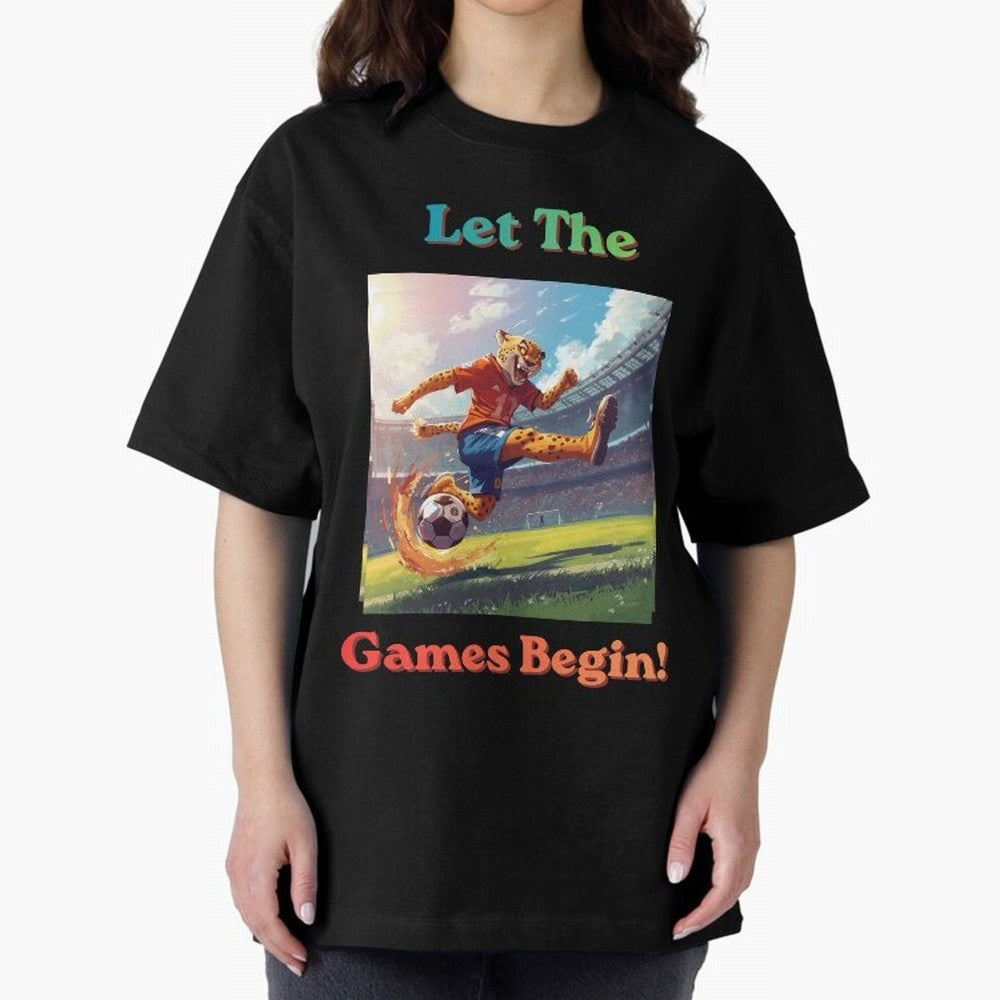 Let The Games Begin ¨C World Cup Soccer 2026 Oversized T-Shirt Feel the Heartbeat of Match Day Hype around FIFA World Cup 2026 USA Canada Mexico, Messi, CR7 and Mbappe, France, Vintage Soccer Flavor, Modern Football Stars, National Flags and Final