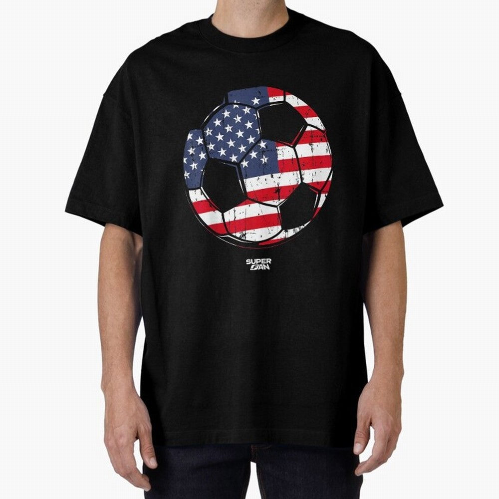 2026 USA Soccer Fan World Cup Oversized T-Shirt Step into Global Football Passion for FIFA World Cup 2026 USA Canada Mexico, Highlighting Cristiano Ronaldo, Haaland and CR7, Argentina, France and Brazil, Football History, Final Match Energy, Crowd