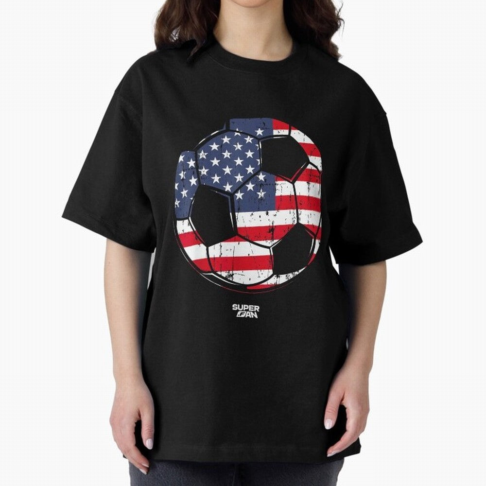 2026 USA Soccer Fan World Cup Oversized T-Shirt Step into Global Football Passion for FIFA World Cup 2026 USA Canada Mexico, Highlighting Cristiano Ronaldo, Haaland and CR7, Argentina, France and Brazil, Football History, Final Match Energy, Crowd