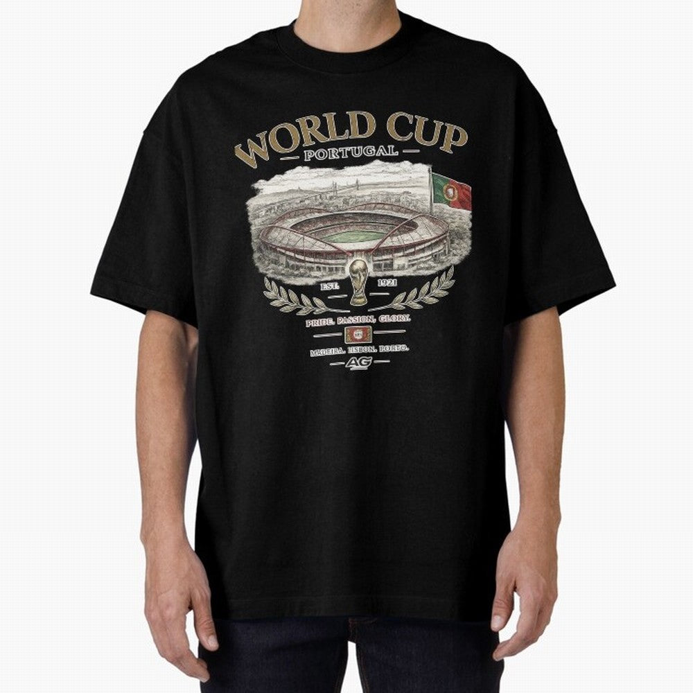 Portugal World Cup Estadio Da Luz Oversized T-Shirt Back the Journey through FIFA World Cup 2026 for Fans of Messi, CR7 and Mbappe and Germany, Bringing Game Day Rituals, Football Legends, Country Pride and the Road to the Final; Created for Match