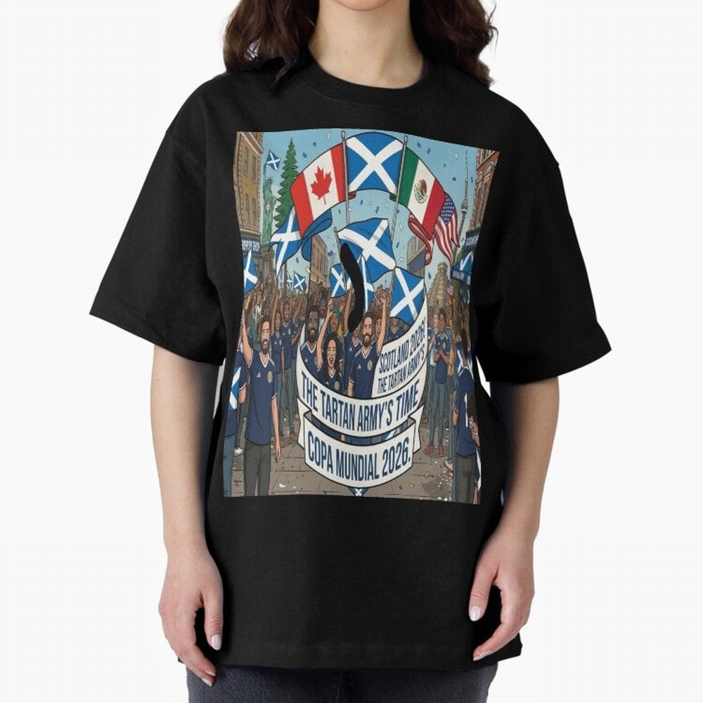 Scotland World Cup 2026 Oversized T-Shirt Bring a Vintage Feel to Match Day Hype around FIFA World Cup 2026 Group Stage, Messi and Cristiano Ronaldo, Netherlands, Football Festival Excitement, Trophy Ambitions, Country Rivalries and Star Player
