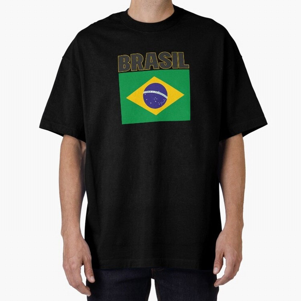 Brasil Flag Oversized T-Shirt Spotlight the FIFA World Cup 2026 Journey through Messi, CR7 and Mbappe Highlights, England, France and Netherlands Pride, Football Passion, Legendary Performances, Festival Vibes and Supporter Community; Great for