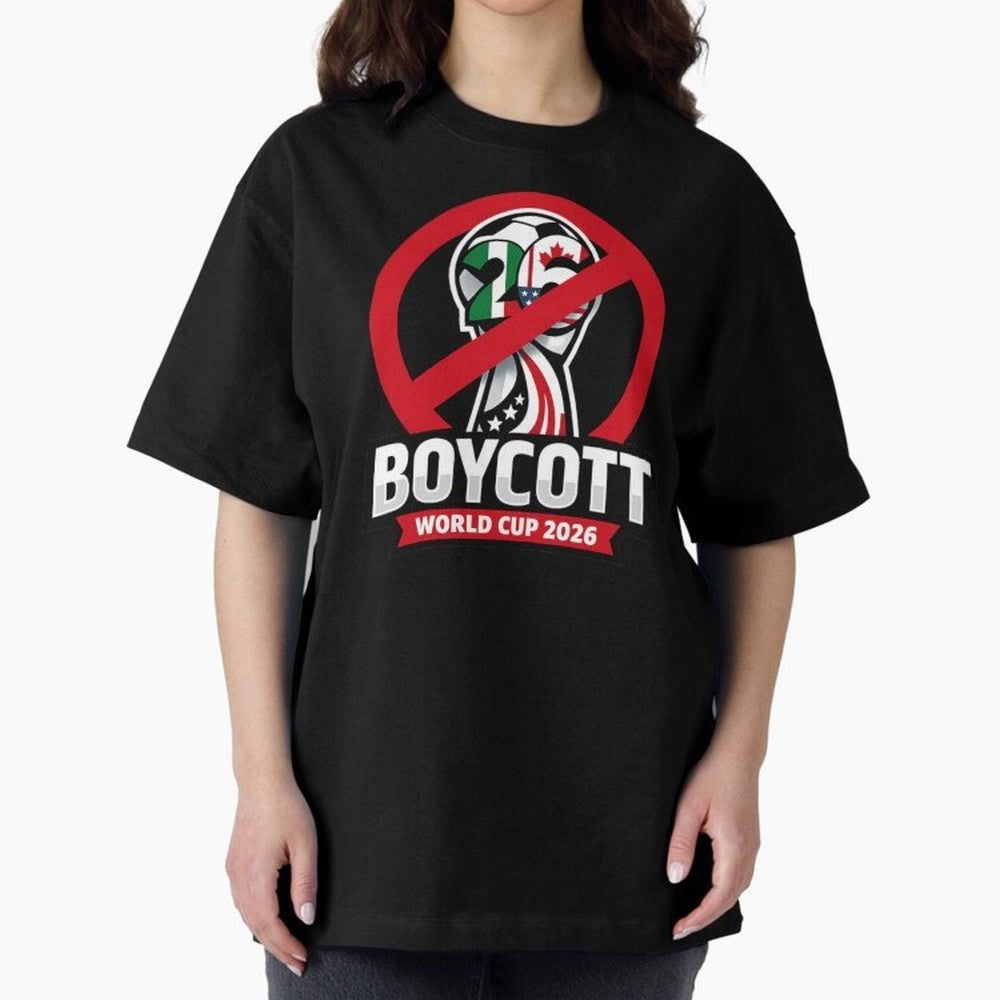 Boycott 2026 World Cup Oversized T-Shirt Celebrate Classic Football Spirit in Global Football Passion for FIFA World Cup 2026 USA Canada Mexico, Centered on Messi, Neymar and Mbappe, Portugal, Spain and Germany, Championship Spirit, Famous Goals,