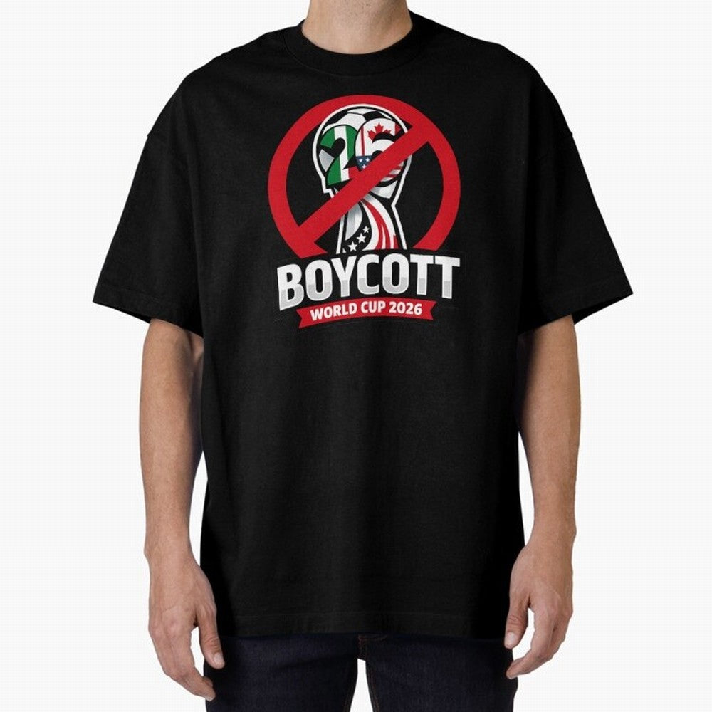 Boycott 2026 World Cup Oversized T-Shirt Celebrate Classic Football Spirit in Global Football Passion for FIFA World Cup 2026 USA Canada Mexico, Centered on Messi, Neymar and Mbappe, Portugal, Spain and Germany, Championship Spirit, Famous Goals,