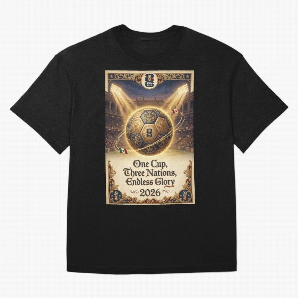 FIFA World Cup 2026 Poster Oversized T-Shirt Celebrate Classic Football Spirit in Match Day Hype around FIFA World Cup 2026, CR7, Argentina and Brazil, Football History, Final Match Energy, Crowd Noise and Once in a Lifetime Moments; Created for
