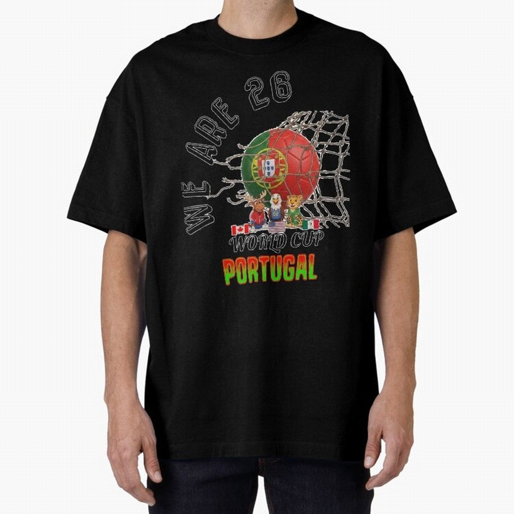 World cup 26 - Portugal Oversized T-Shirt Step into FIFA World Cup 2026 Group Stage for Fans of CR7 and Messi and Brazil, Bringing Fan Favorite Moments, National Team Passion, Big Match Drama and Soccer History; Ideal for Passionate Fans Who Love
