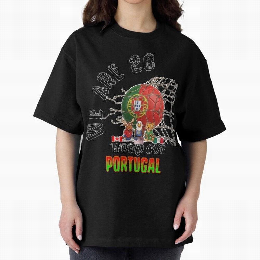 World cup 26 - Portugal Oversized T-Shirt Step into FIFA World Cup 2026 Group Stage for Fans of CR7 and Messi and Brazil, Bringing Fan Favorite Moments, National Team Passion, Big Match Drama and Soccer History; Ideal for Passionate Fans Who Love