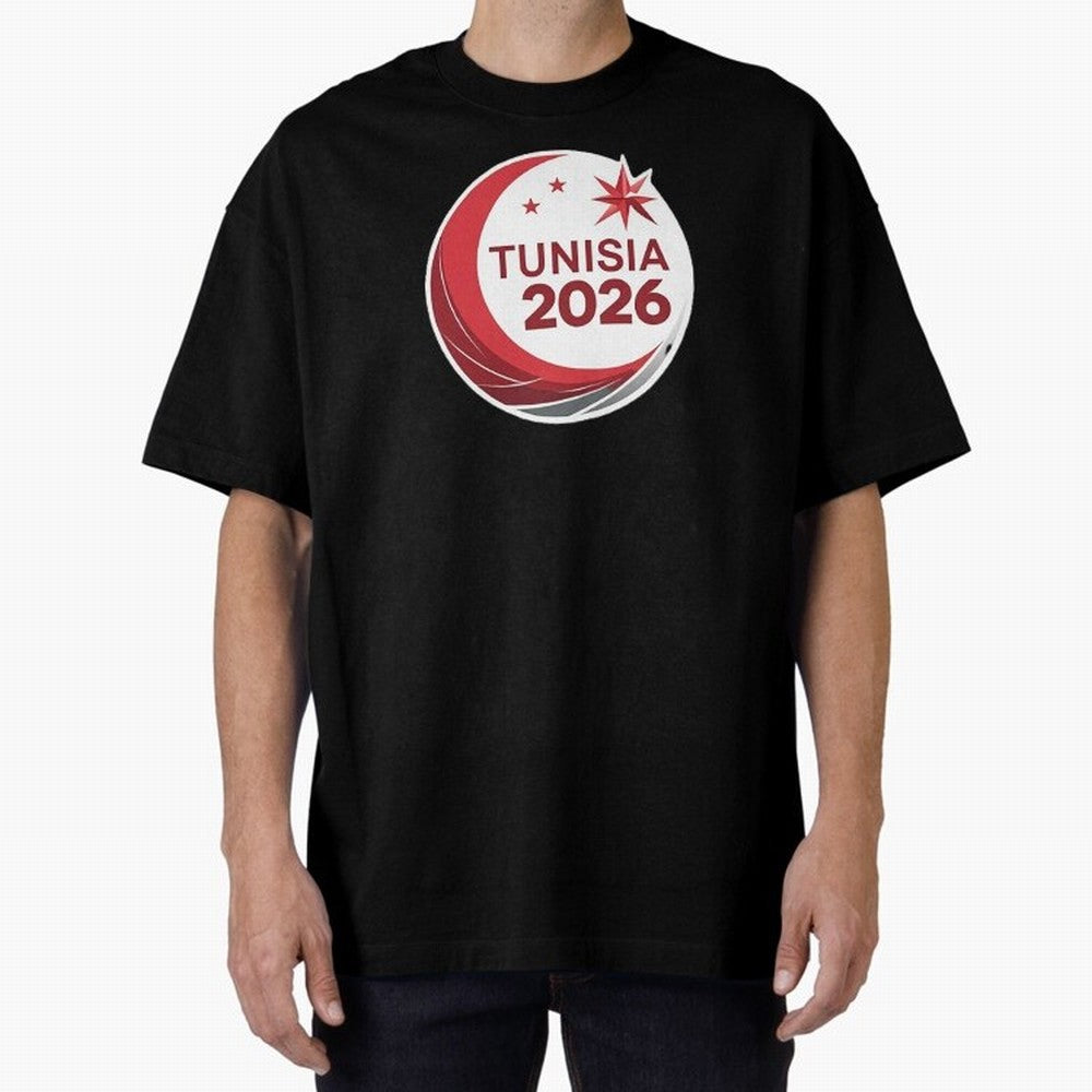 Tunisia 2026 Oversized T-Shirt Show Match Day Excitement for Global Football Passion for FIFA World Cup 2026 Group Stage, Capturing Haaland and Mbappe, Argentina, France and Brazil, Vintage Soccer Flavor, Modern Football Stars, National Flags and