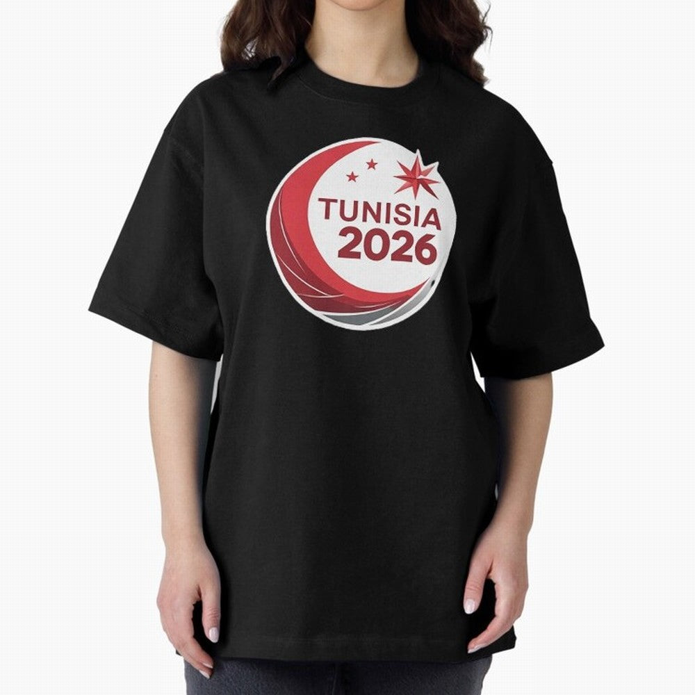 Tunisia 2026 Oversized T-Shirt Show Match Day Excitement for Global Football Passion for FIFA World Cup 2026 Group Stage, Capturing Haaland and Mbappe, Argentina, France and Brazil, Vintage Soccer Flavor, Modern Football Stars, National Flags and