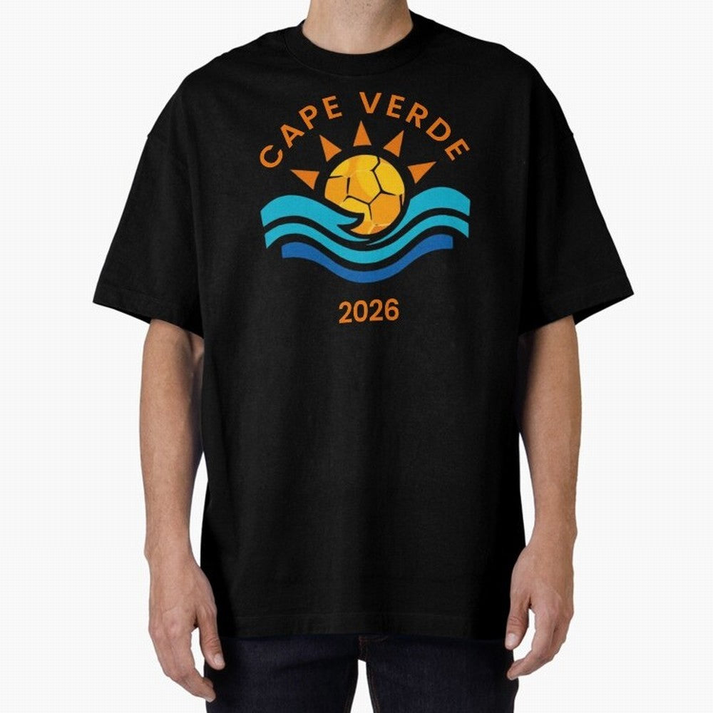 Cape Verde 2026 Oversized T-Shirt Celebrate Fan Culture around Global Football Passion for FIFA World Cup 2026 USA Canada Mexico, Filled with Mbappe, Argentina and Brazil, Fan Favorite Moments, National Team Passion, Big Match Drama and Soccer