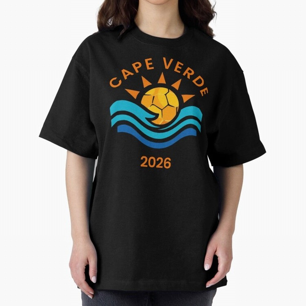 Cape Verde 2026 Oversized T-Shirt Celebrate Fan Culture around Global Football Passion for FIFA World Cup 2026 USA Canada Mexico, Filled with Mbappe, Argentina and Brazil, Fan Favorite Moments, National Team Passion, Big Match Drama and Soccer