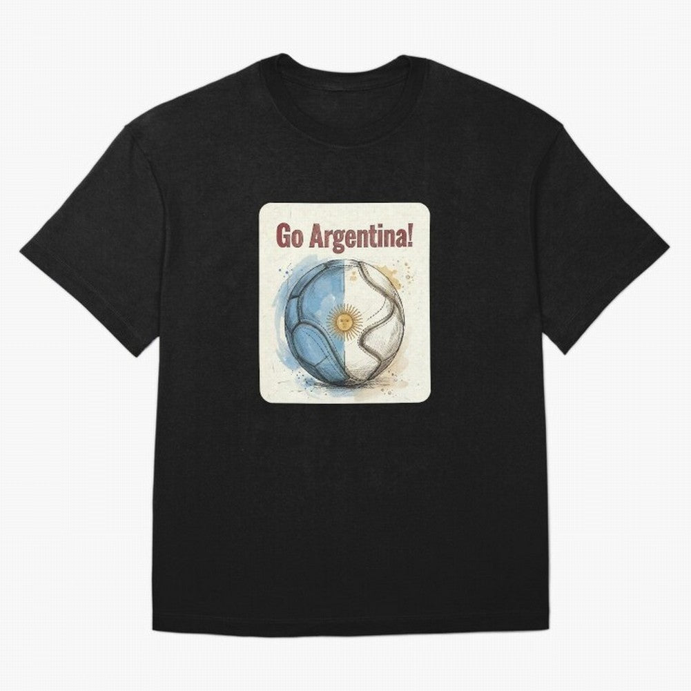 Go Argentina Soccer Ball Flag | Argentinian Football Fan Graphic Tee Oversized T-Shirt Bring Supporter Culture to Match Day Hype around FIFA World Cup 2026 Group Stage, CR7, Argentina, Match Day Excitement, Supporter Culture, Golden Goals and
