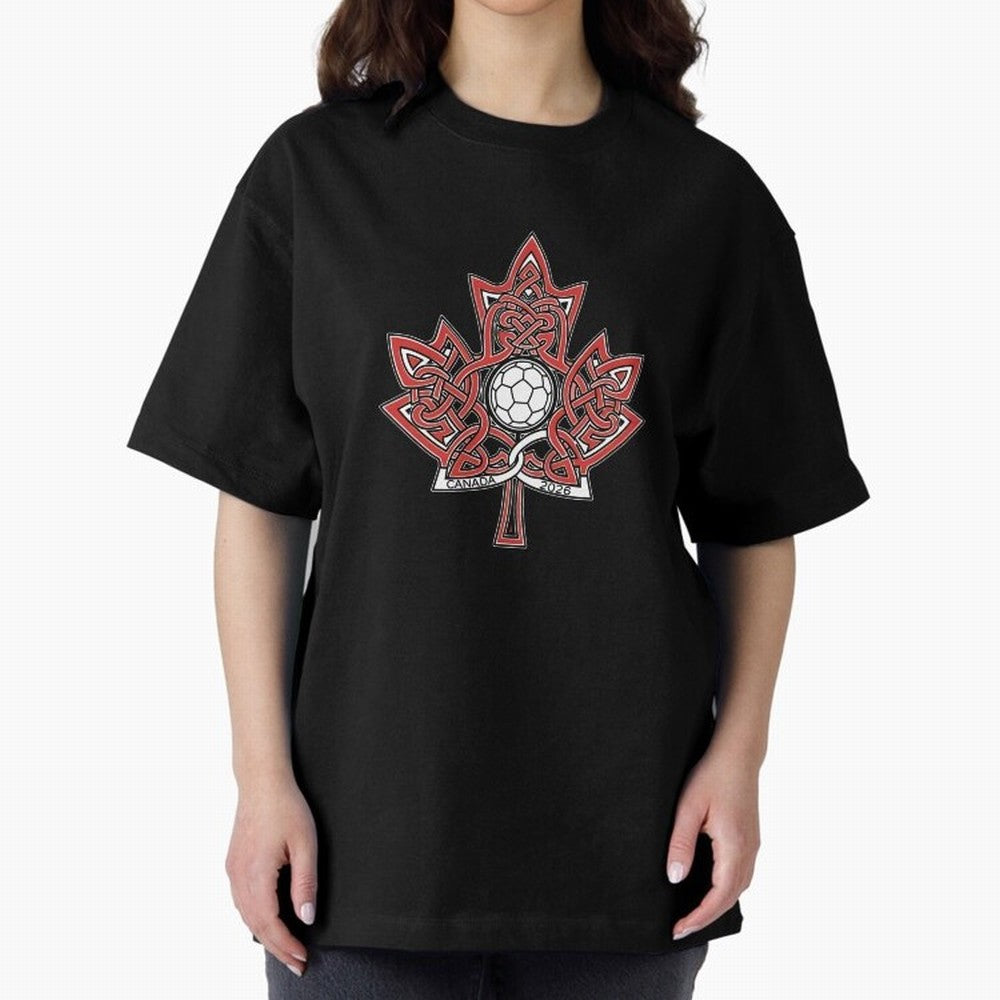 Interwoven Maple Leaf Canada Soccer 2026 T-Shirt_83135197 Oversized T-Shirt Represent the Passion of Global Football Passion for FIFA World Cup 2026 USA Canada Mexico, Highlighting Neymar, Brazil, Goal Celebration Energy, Supporter Heritage,