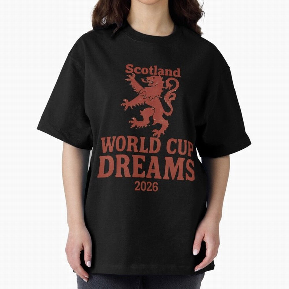 Scotland World Cup Dreams 2026 Oversized T-Shirt Celebrate the Stars of FIFA World Cup 2026 USA Canada Mexico Spirit, with Argentina and Brazil, Messi, CR7 and Mbappe, Sports Nostalgia, International Competition, Famous Players and Unforgettable