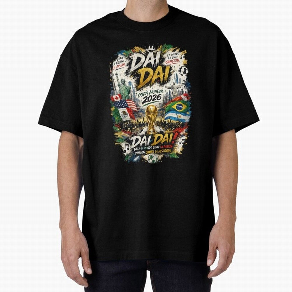 DAI DAI DESIGN FIFA 2026 Oversized T-Shirt Build FIFA World Cup 2026 Group Stage for Fans of Messi and England and Germany, Bringing Football Festival Excitement, Trophy Ambitions, Country Rivalries and Star Player Buzz; Great for Supporters Who