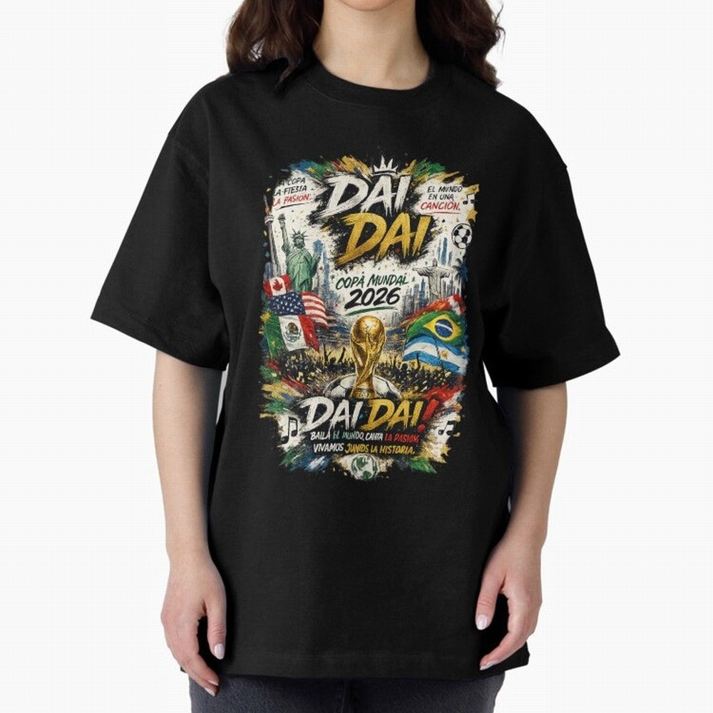 DAI DAI DESIGN FIFA 2026 Oversized T-Shirt Build FIFA World Cup 2026 Group Stage for Fans of Messi and England and Germany, Bringing Football Festival Excitement, Trophy Ambitions, Country Rivalries and Star Player Buzz; Great for Supporters Who