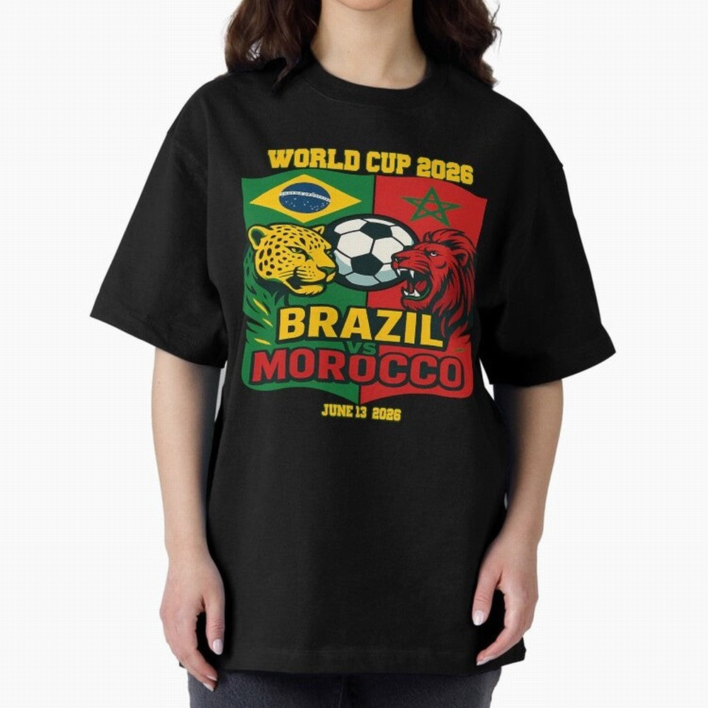 Brazil Vs Morocco June 13 2026 World Cup Soccer We Are Morocco Oversized T-Shirt Step into Match Day Hype around FIFA World Cup 2026 Group Stage, Cristiano Ronaldo, Haaland and CR7, Netherlands, Football History, Final Match Energy, Crowd Noise and