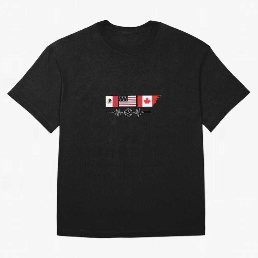 North America Soccer Heartbeat Flags 2026 Cup T-Shirt_82794888 Oversized T-Shirt Show Your Stadium Side during Match Day Hype around FIFA World Cup 2026, Messi, CR7 and Mbappe, Argentina and Brazil, Goal Celebration Energy, Supporter Heritage,
