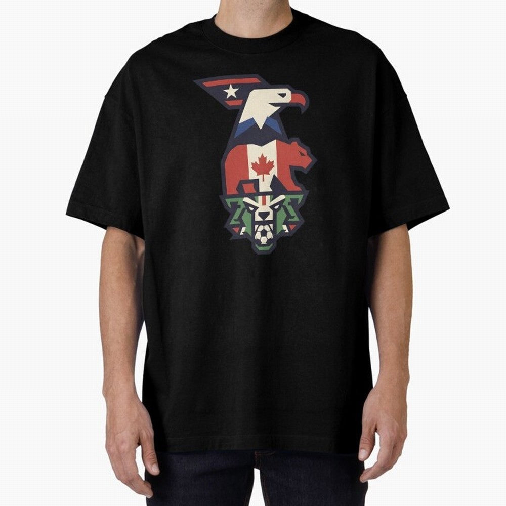 USA Canada Mexico World Cup 2026 Host Nations Oversized T-Shirt Celebrate the Magic of Global Football Passion for FIFA World Cup 2026, Filled with Messi, CR7 and Mbappe, France and Portugal, Retro Football Energy, Iconic Rivalries, Trophy Chase