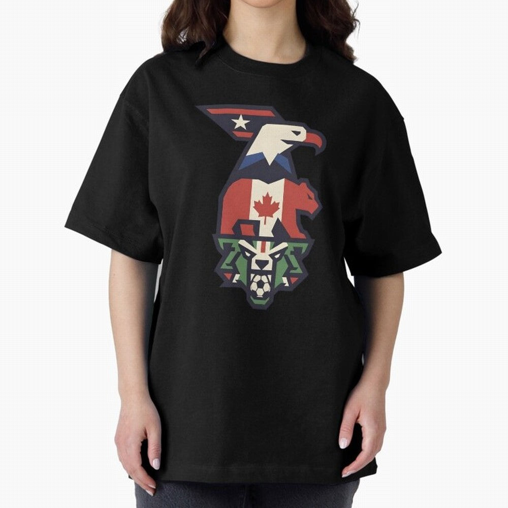USA Canada Mexico World Cup 2026 Host Nations Oversized T-Shirt Celebrate the Magic of Global Football Passion for FIFA World Cup 2026, Filled with Messi, CR7 and Mbappe, France and Portugal, Retro Football Energy, Iconic Rivalries, Trophy Chase