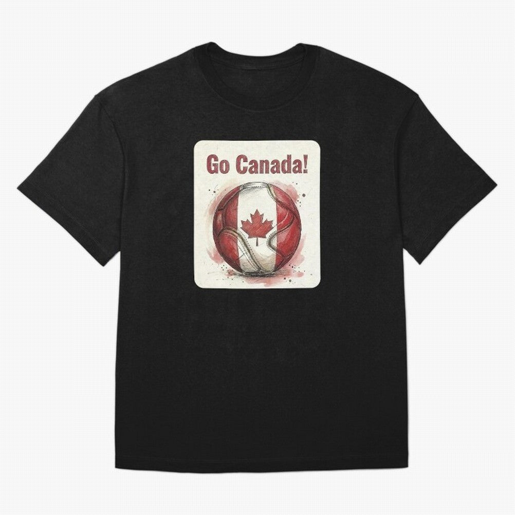 Go Canada Soccer Ball Flag | Canadian Football Fan Graphic Tee Oversized T-Shirt Carry National Pride through FIFA World Cup 2026 USA Canada Mexico Capturing Mbappe and Neymar, Spain Energy, Retro Football Energy, Iconic Rivalries, Trophy Chase