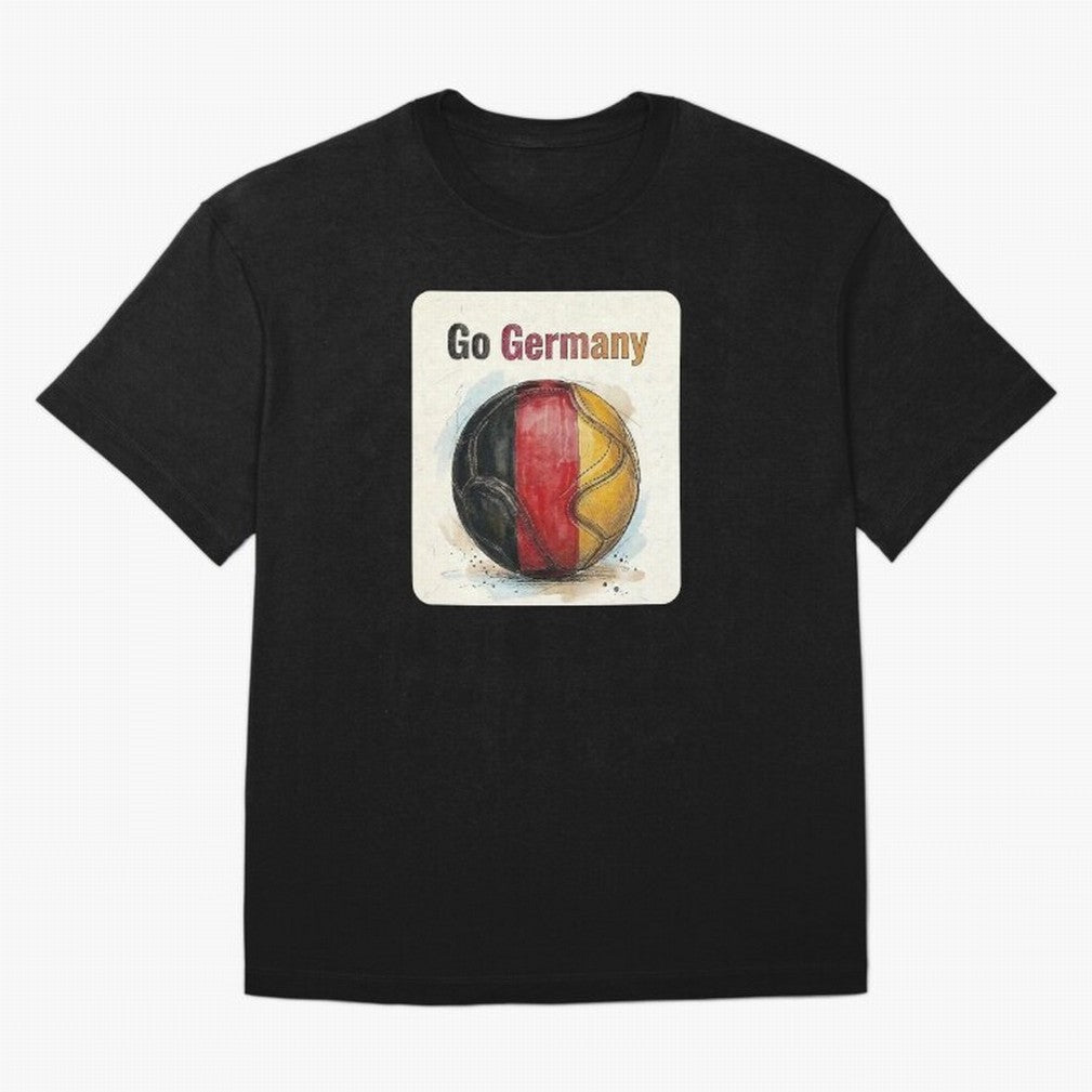 Go Germany Soccer Ball Flag | German Football Fan Graphic Tee Oversized T-Shirt Capture FIFA World Cup 2026 Spirit, Centered on Portugal, Haaland and Mbappe, Football History, Final Match Energy, Crowd Noise and Once in a Lifetime Moments; Created