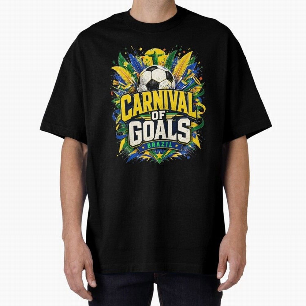 Carnival of Goals Brazil World Cup 2026 tshirt Oversized T-Shirt Follow Every Goal of FIFA World Cup 2026 Group Stage for Fans of Haaland and Mbappe and Brazil, Portugal and Argentina, Bringing Goal Celebration Energy, Supporter Heritage, Football