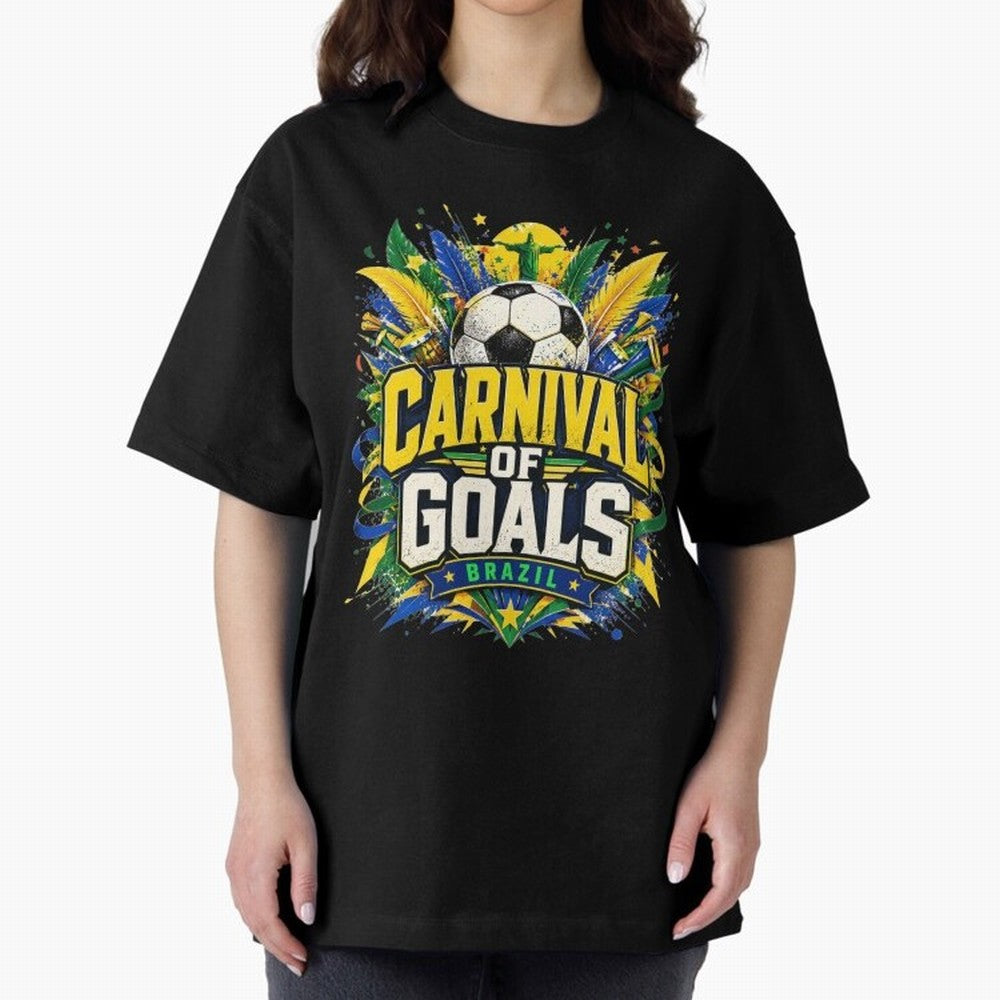 Carnival of Goals Brazil World Cup 2026 tshirt Oversized T-Shirt Follow Every Goal of FIFA World Cup 2026 Group Stage for Fans of Haaland and Mbappe and Brazil, Portugal and Argentina, Bringing Goal Celebration Energy, Supporter Heritage, Football
