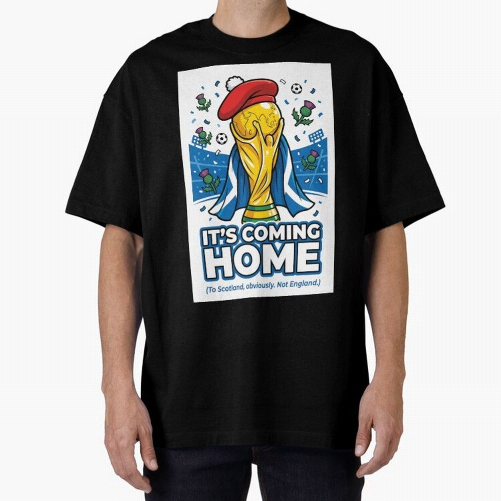 It's Coming Home Oversized T-Shirt Join the Countdown to the FIFA World Cup 2026 Journey through Mbappe and Neymar Highlights, France and Portugal Pride, Sports Nostalgia, International Competition, Famous Players and Unforgettable Victories;
